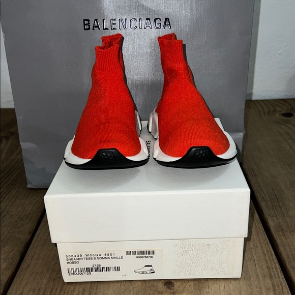 Balenciaga Vibrant Red Knit Sneakers - Picture 2 of 3